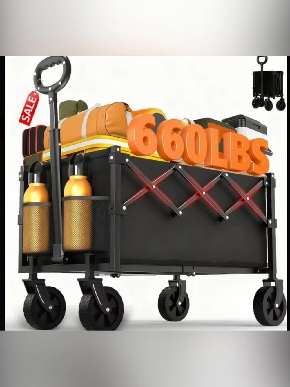 Collapsible Folding Utility Wagon - Black and Orange